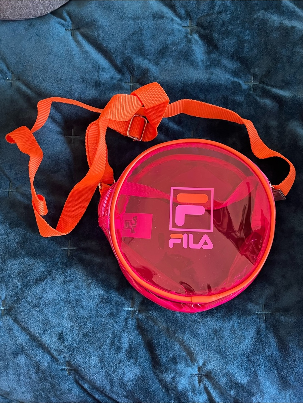 FILA Round Clear Crossbody Bag in Neon Pink & Orange